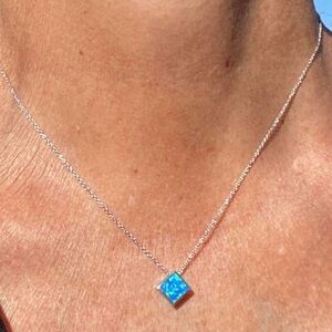 Blue Opal Necklace with Sterling sliver